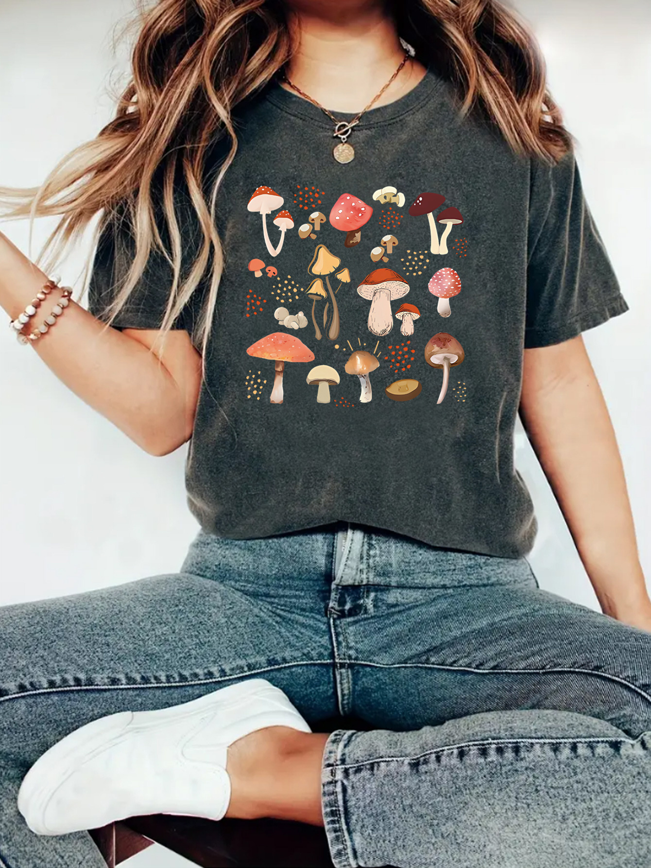Women's T-shirt Short Sleeve T-shirts Streetwear Mushroom display picture 3