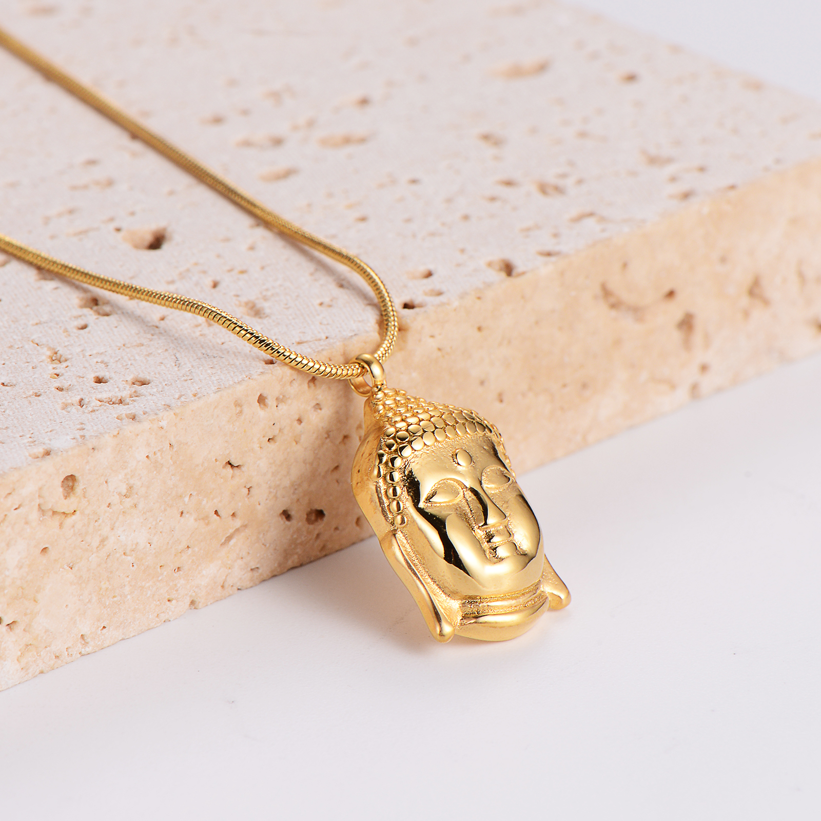 Stainless Steel 18K Gold Plated Rose Gold Plated Elegant Luxurious Ethnic Style Buddha Pendant Necklace display picture 5