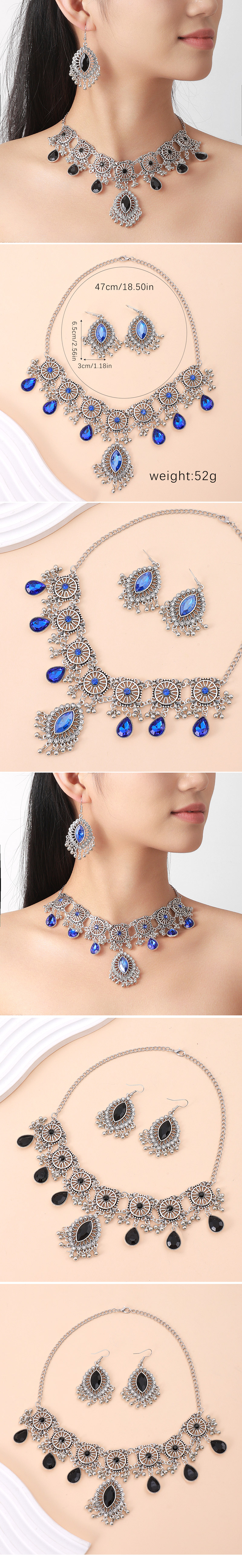 Vintage Style Ethnic Style Water Droplets Alloy Inlay Glass Women's Jewelry Set display picture 1