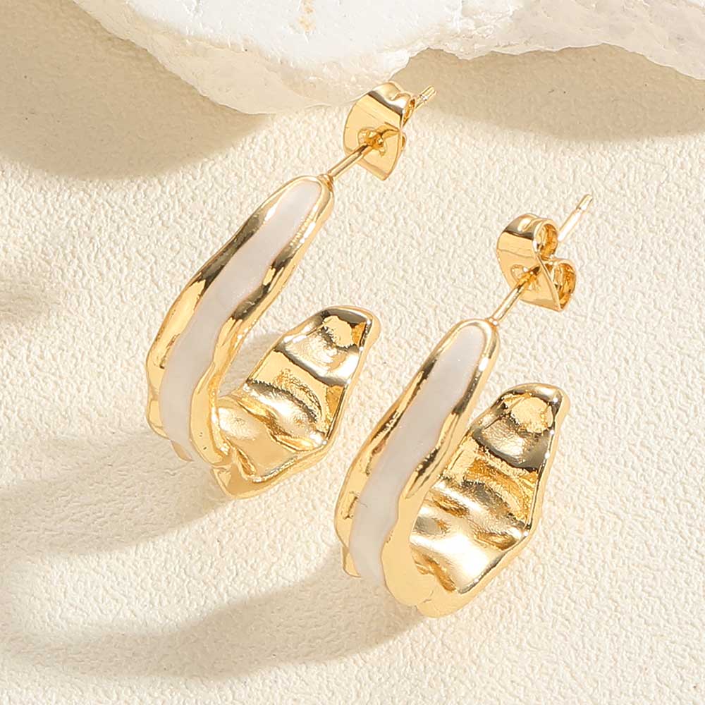 1 Pair Simple Style Commute Moon Flower Enamel Plating Inlay Copper Resin Zircon 14k Gold Plated Earrings Ear Studs display picture 4