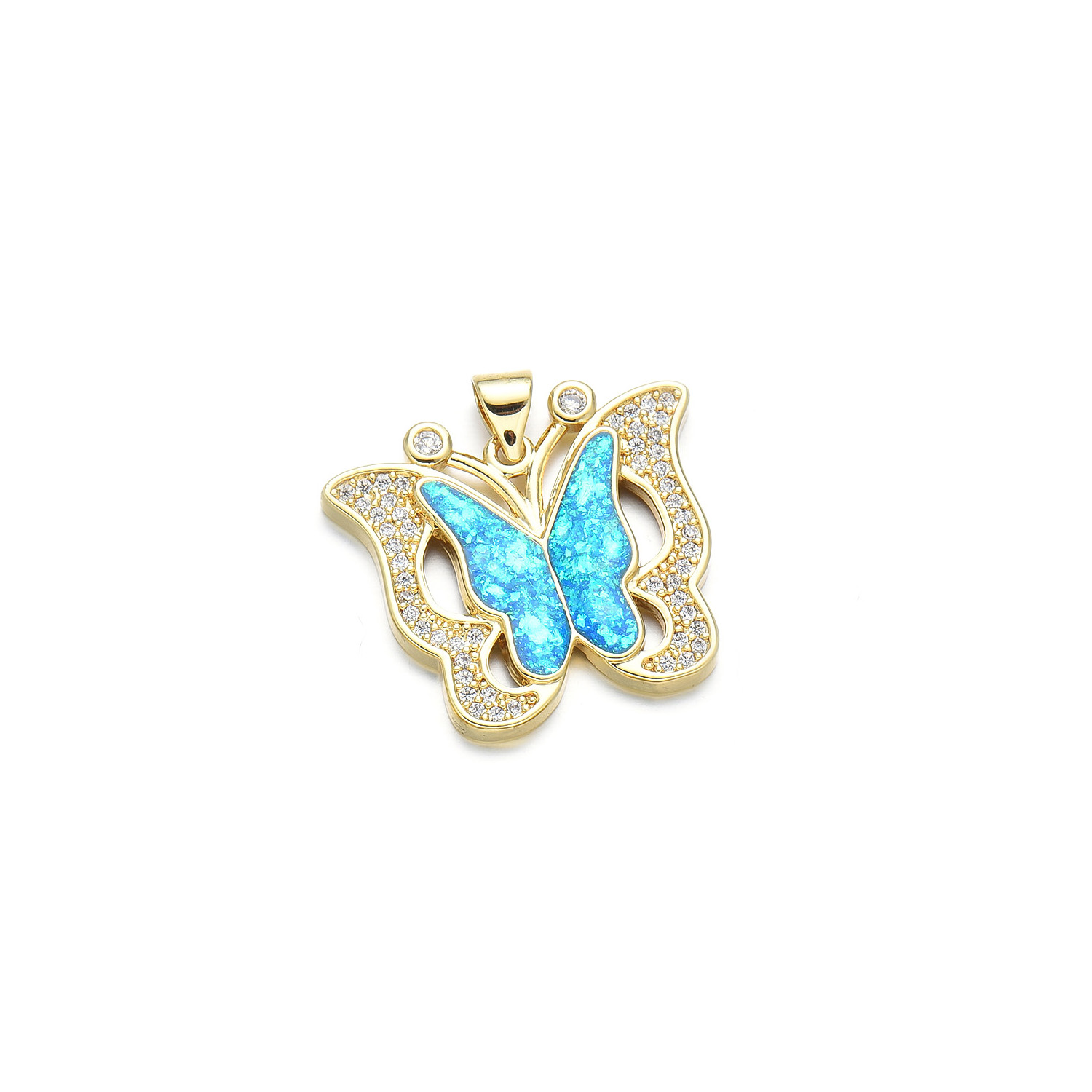 1 Piece Simple Style Butterfly Copper Plating Inlay Pendant Jewelry Accessories display picture 6