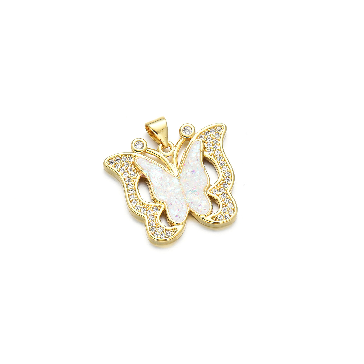 1 Piece Simple Style Butterfly Copper Plating Inlay Pendant Jewelry Accessories display picture 5