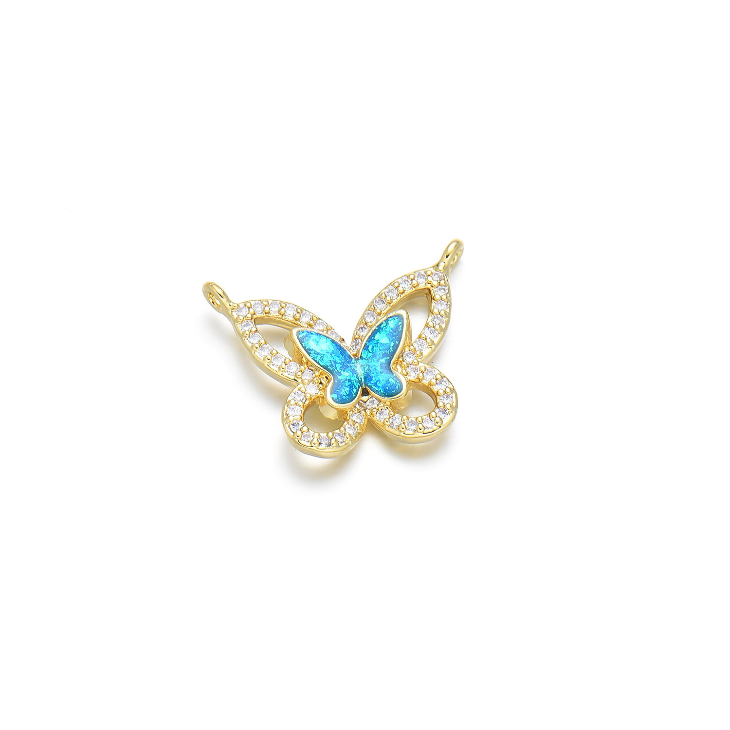 1 Piece Simple Style Butterfly Copper Plating Inlay Pendant Jewelry Accessories display picture 7