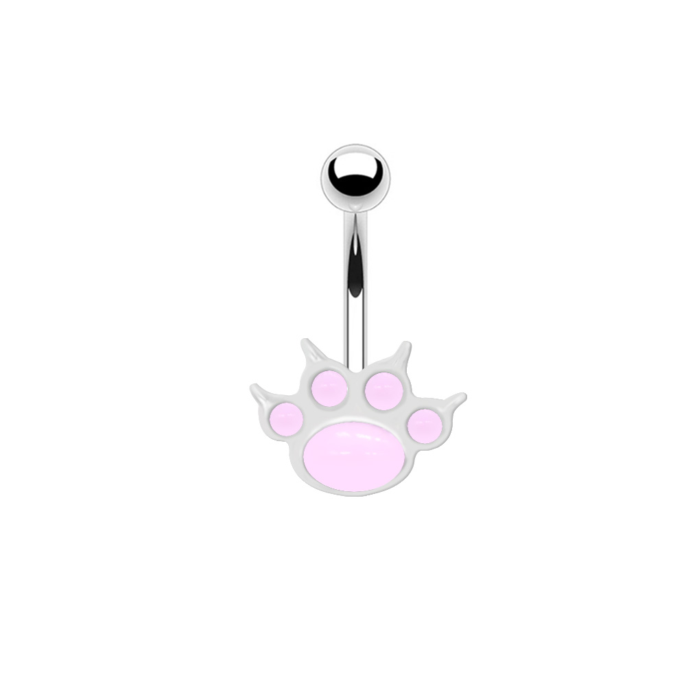 1 Piece Belly Rings Sexy Punk Animal Paw Print Skull 316 Stainless Steel  Alloy Enamel Plating Inlay Rhinestones White Gold Plated Gold Plated display picture 17