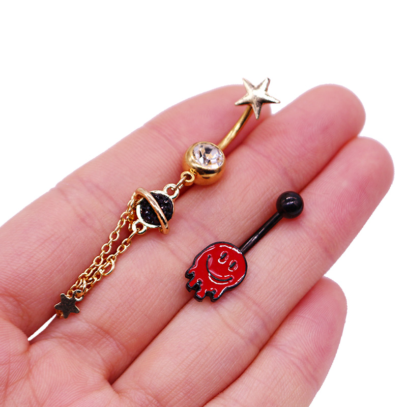 1 Piece Belly Rings Sexy Punk Animal Paw Print Skull 316 Stainless Steel  Alloy Enamel Plating Inlay Rhinestones White Gold Plated Gold Plated display picture 27