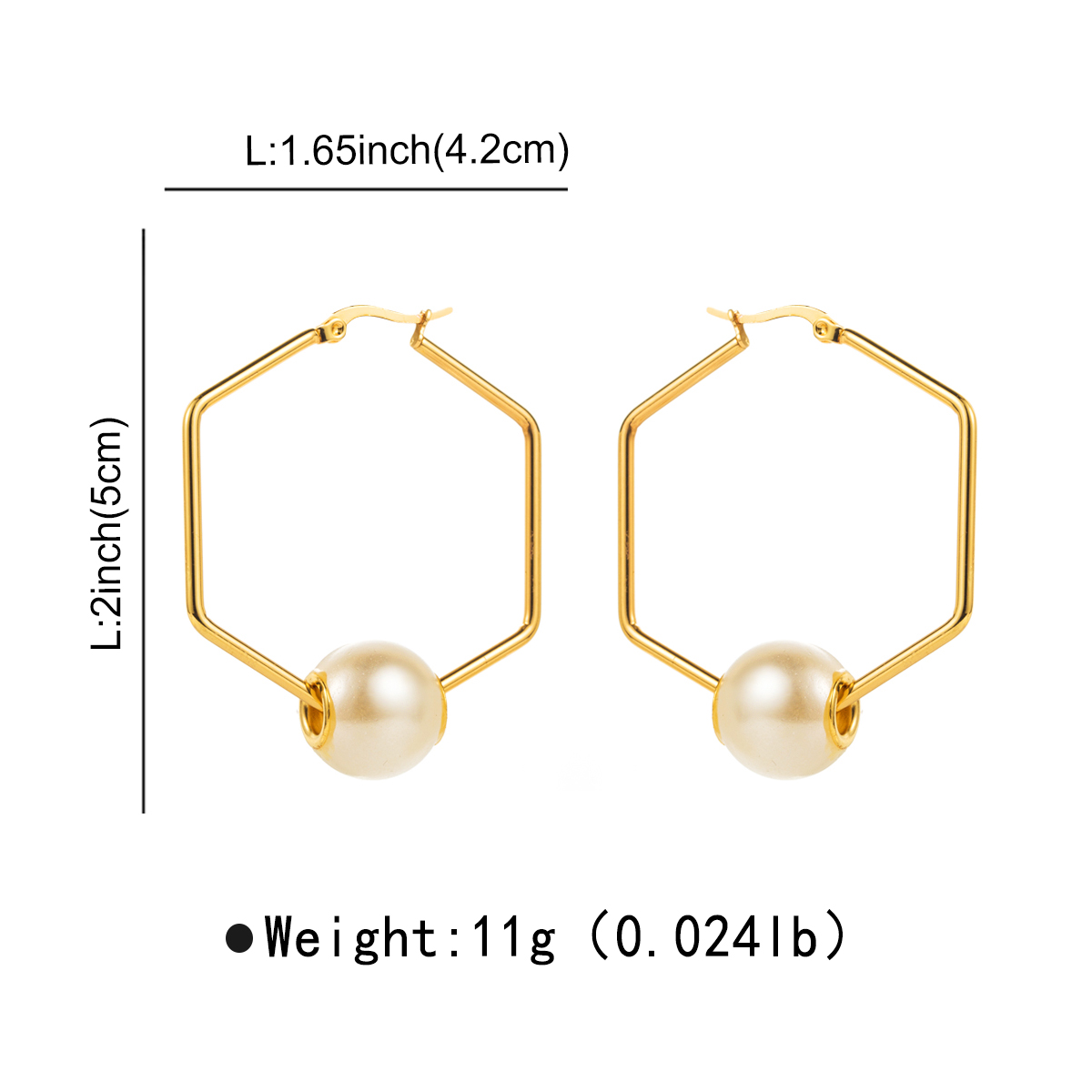 1 Par Estilo Moderno Estilo Simple Perla Irregular Acero Inoxidable Pendientes De Aro display picture 4