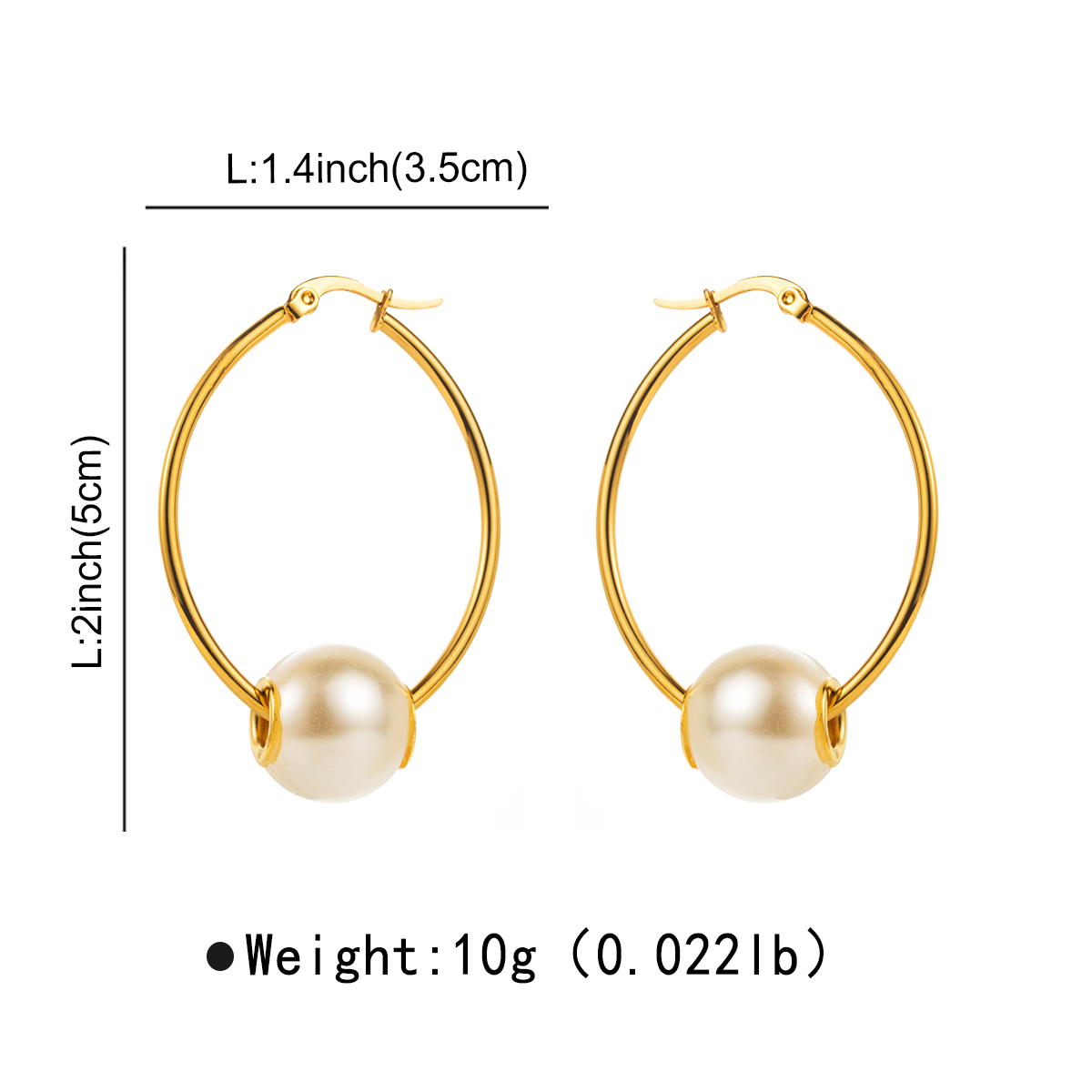 1 Paar Moderner Stil Einfacher Stil Perle Irregulär Rostfreier Stahl Reif Ohrringe display picture 6