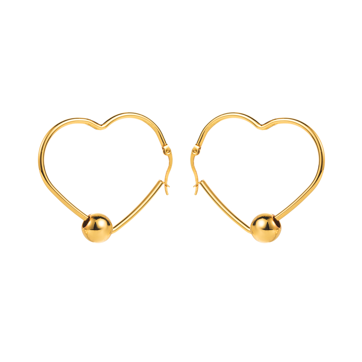 1 Pair Vintage Style Modern Style Simple Style Heart Shape Stainless Steel Hoop Earrings display picture 4