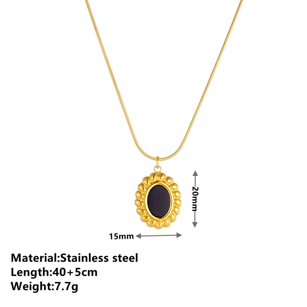 Elegant Simple Style Round Titanium Steel Plating Chain Inlay Shell 18k Gold Plated Earrings Necklace display picture 1