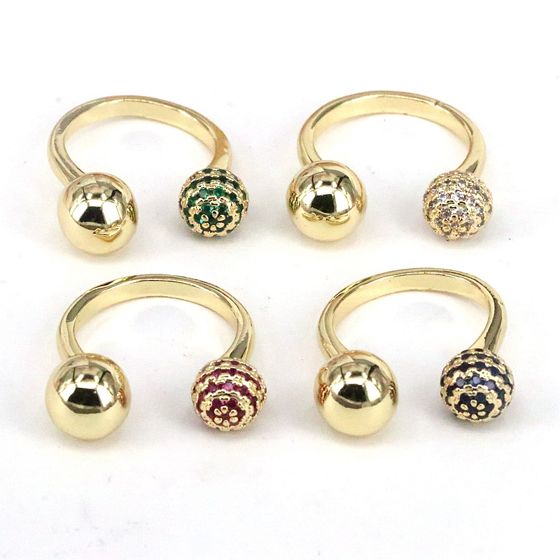 Wholesale Vintage Style Geometric Copper Inlay Zircon Open Rings display picture 1