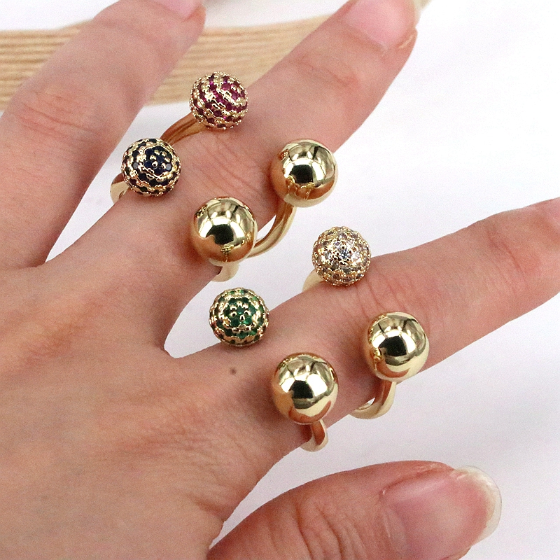 Wholesale Vintage Style Geometric Copper Inlay Zircon Open Rings display picture 5