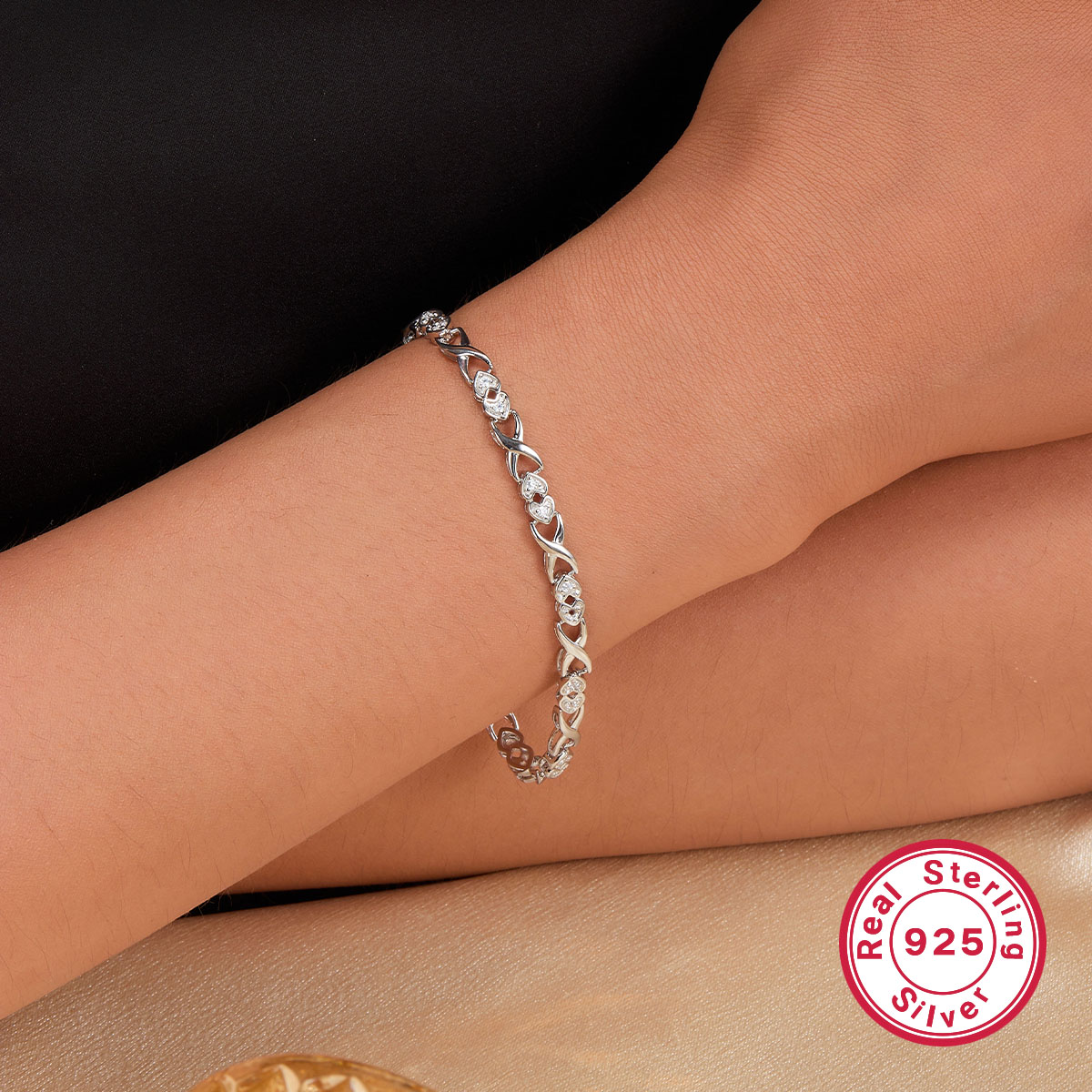 Sterling Silver Elegant Shiny Heart Shape Plating Inlay Zircon Bracelets display picture 6