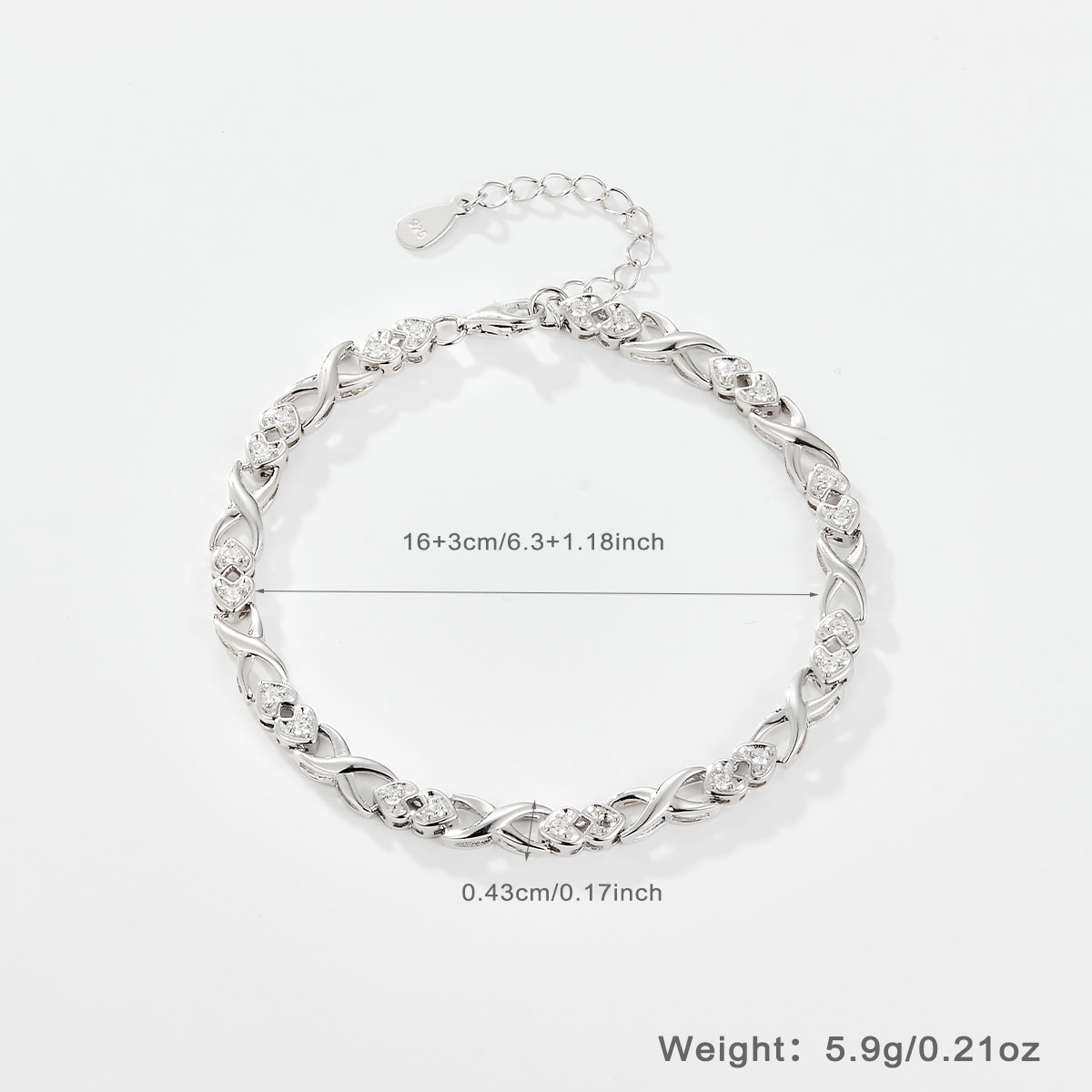 Sterling Silver Elegant Shiny Heart Shape Plating Inlay Zircon Bracelets display picture 1