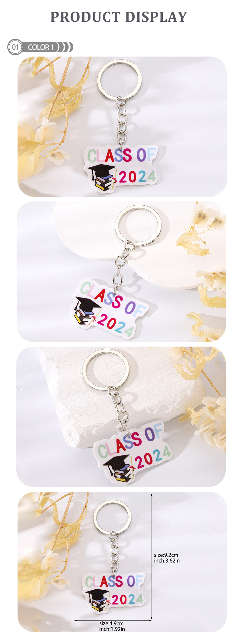 Simple Style Book Letter Number Arylic Keychain display picture 2