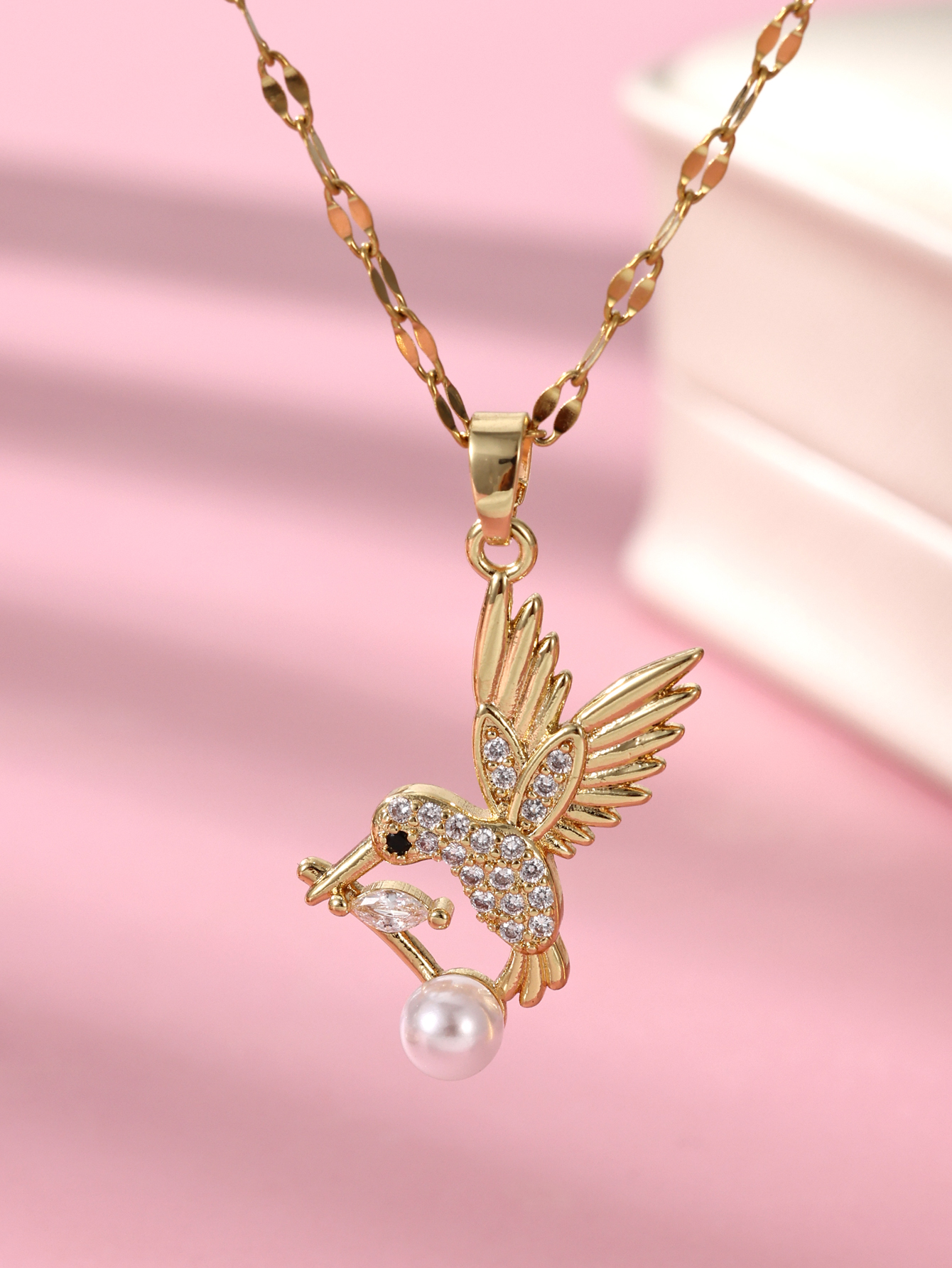 Elegant Glam Luxurious Bird Stainless Steel Plating Inlay Zircon 18k Gold Plated Pendant Necklace display picture 1