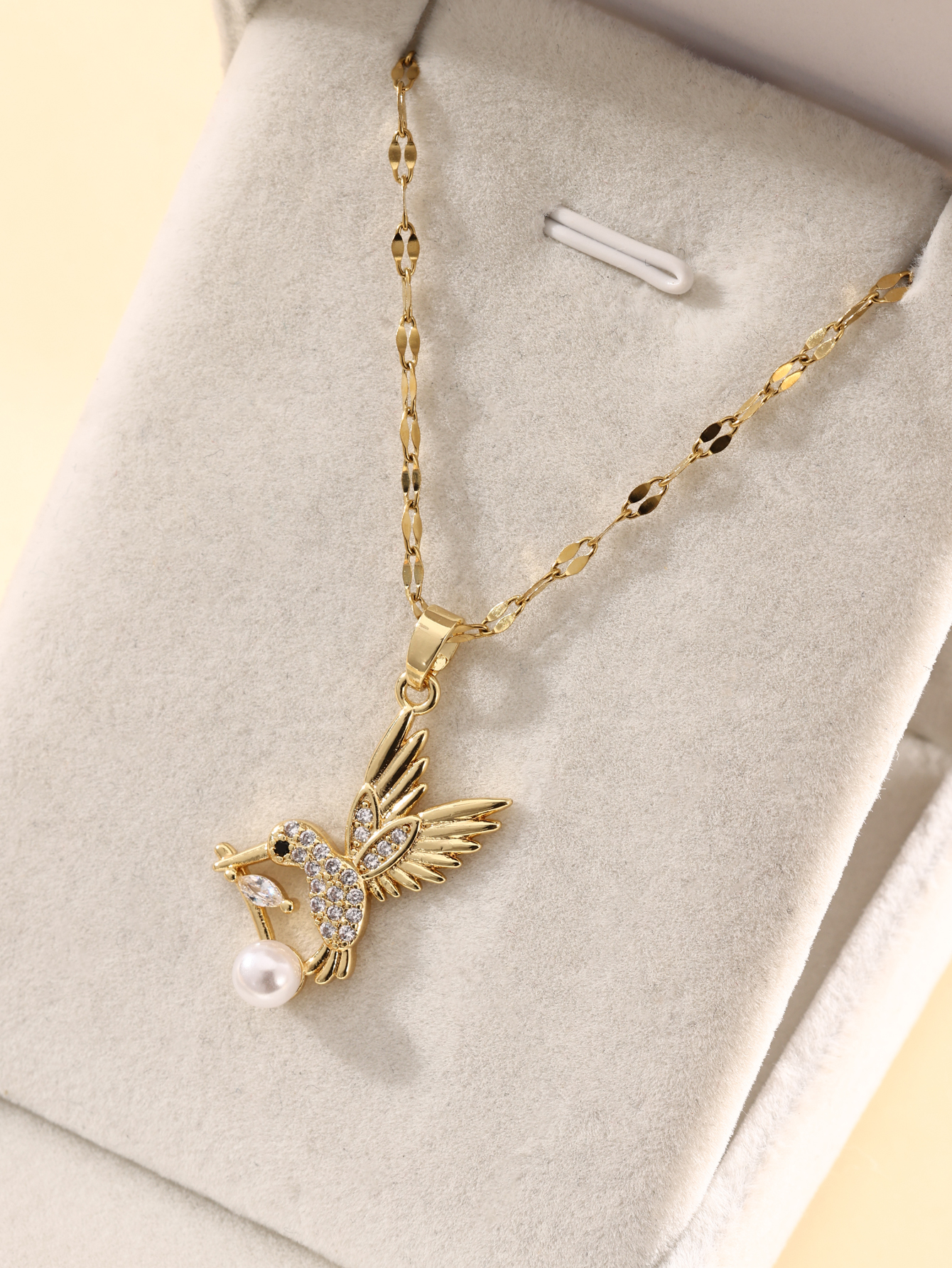 Elegant Glam Luxurious Bird Stainless Steel Plating Inlay Zircon 18k Gold Plated Pendant Necklace display picture 3
