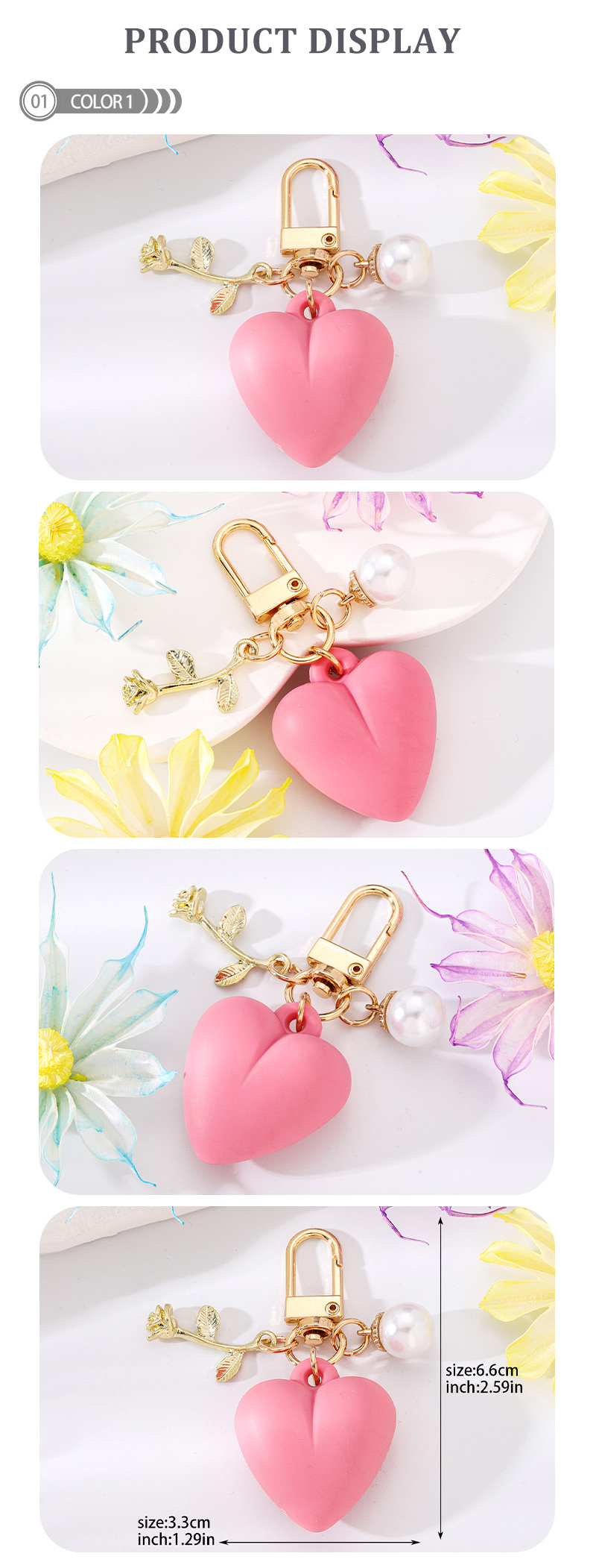 Simple Style Heart Shape Resin Keychain display picture 1
