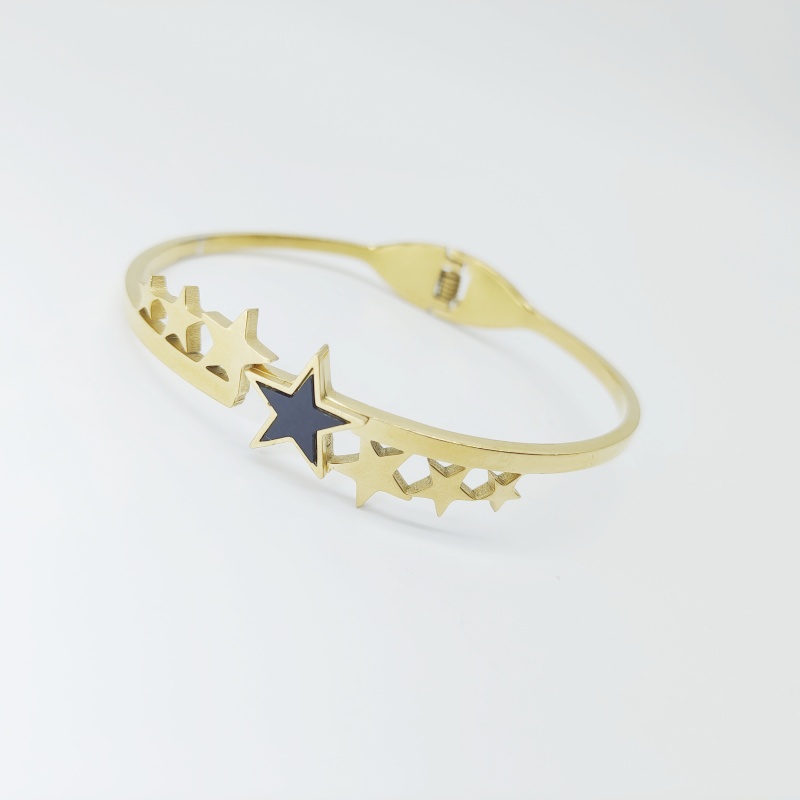 Elegant Simple Style Star Moon 304 Stainless Steel Gold Plated Artificial Rhinestones Bangle In Bulk display picture 7