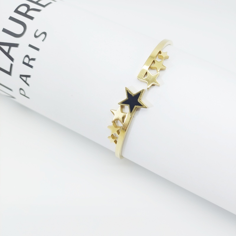 Elegant Simple Style Star Moon 304 Stainless Steel Gold Plated Artificial Rhinestones Bangle In Bulk display picture 8