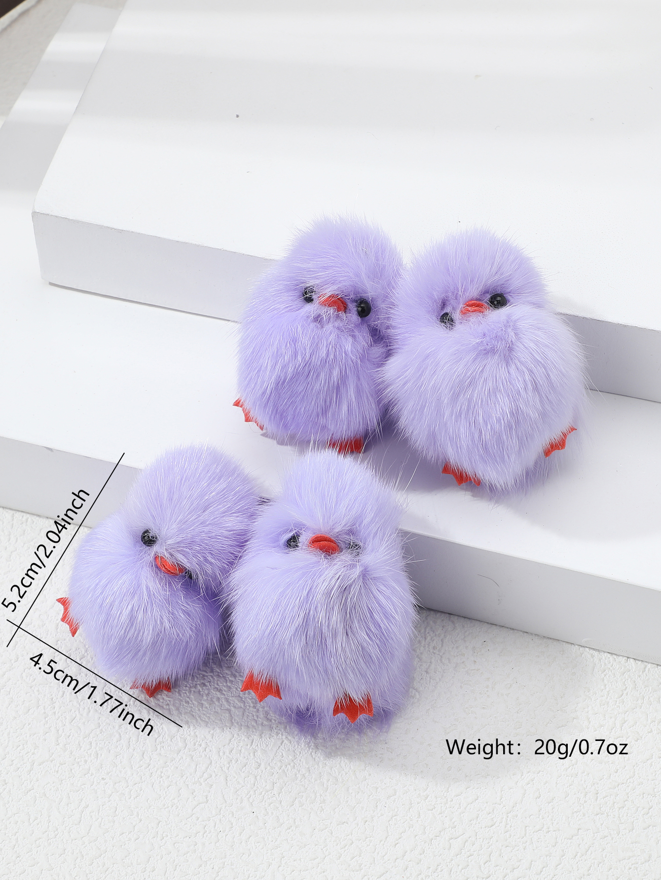4 Pieces Faux Fur Pu Leather Plush Chick Solid Color Pendant display picture 1