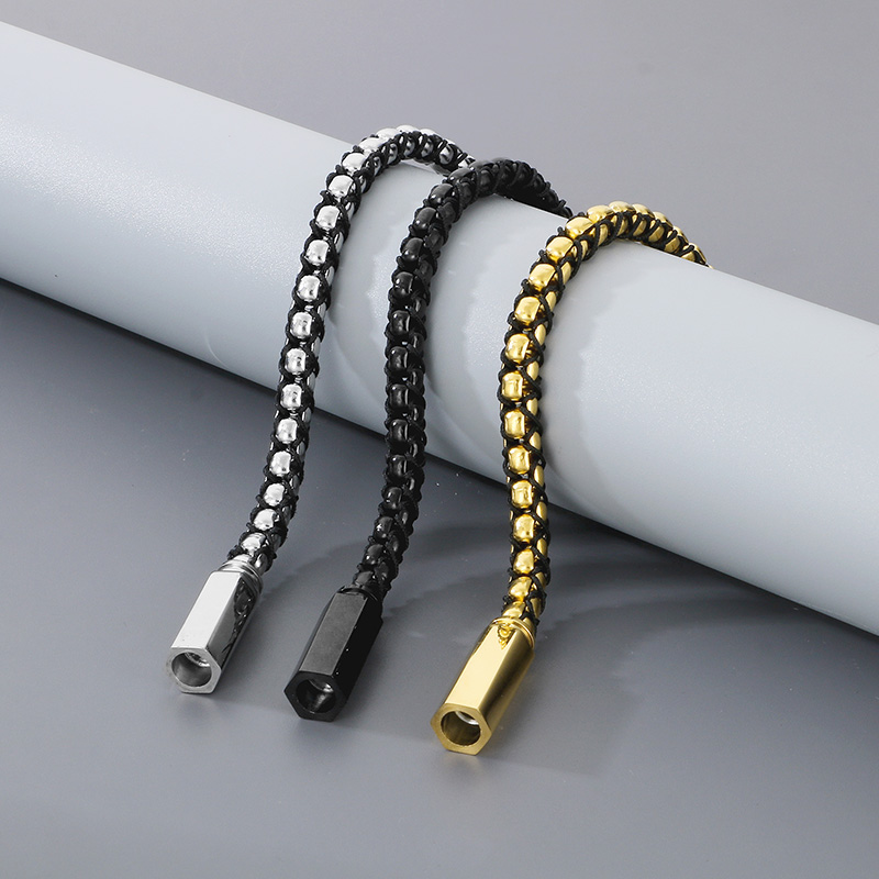 Simple Style Geometric Solid Color Titanium Steel Men's Bracelets display picture 12