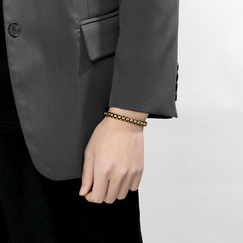 Simple Style Geometric Solid Color Titanium Steel Men's Bracelets display picture 2