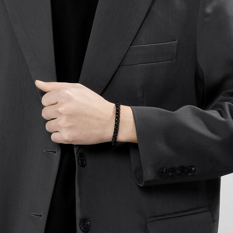 Style Simple Géométrique Couleur Unie Acier Au Titane Hommes Bracelets display picture 4