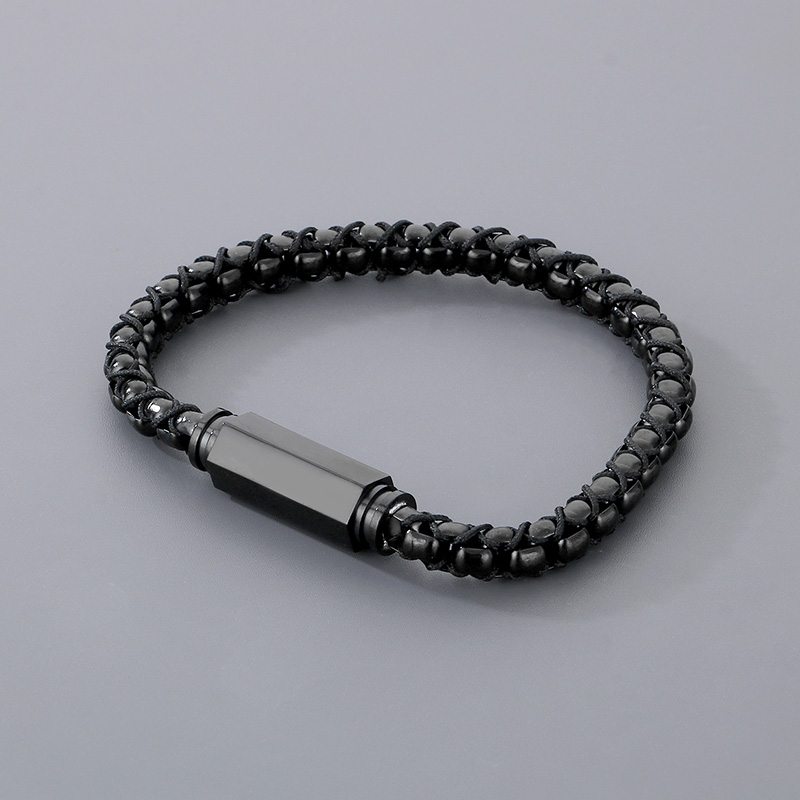 Simple Style Geometric Solid Color Titanium Steel Men's Bracelets display picture 7