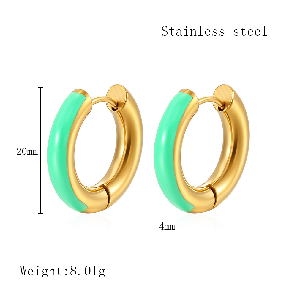 1 Pair Elegant Circle Polishing Epoxy 304 Stainless Steel 18K Gold Plated Hoop Earrings display picture 5