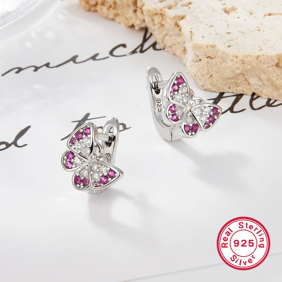 1 Paire Mignon Style Simple Brillant Papillon Placage Incruster Argent Sterling Zircon Or Blanc Plaqué Des Boucles D'Oreilles Boucles D'Oreilles display picture 7