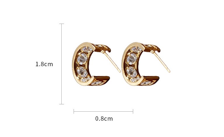 1 Pair Vintage Style Simple Style C Shape Plating Hollow Out Inlay Copper Zircon 14k Gold Plated Ear Studs display picture 1