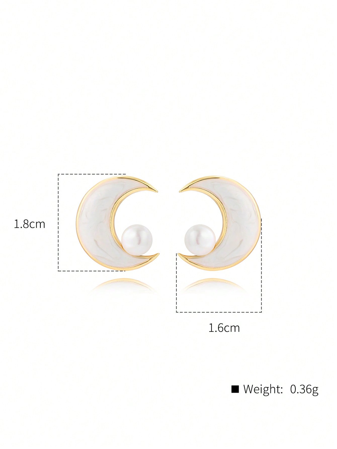 1 Pair Sweet C Shape Moon Beaded Plating Inlay Copper Artificial Pearls 18K Gold Plated Ear Studs display picture 6