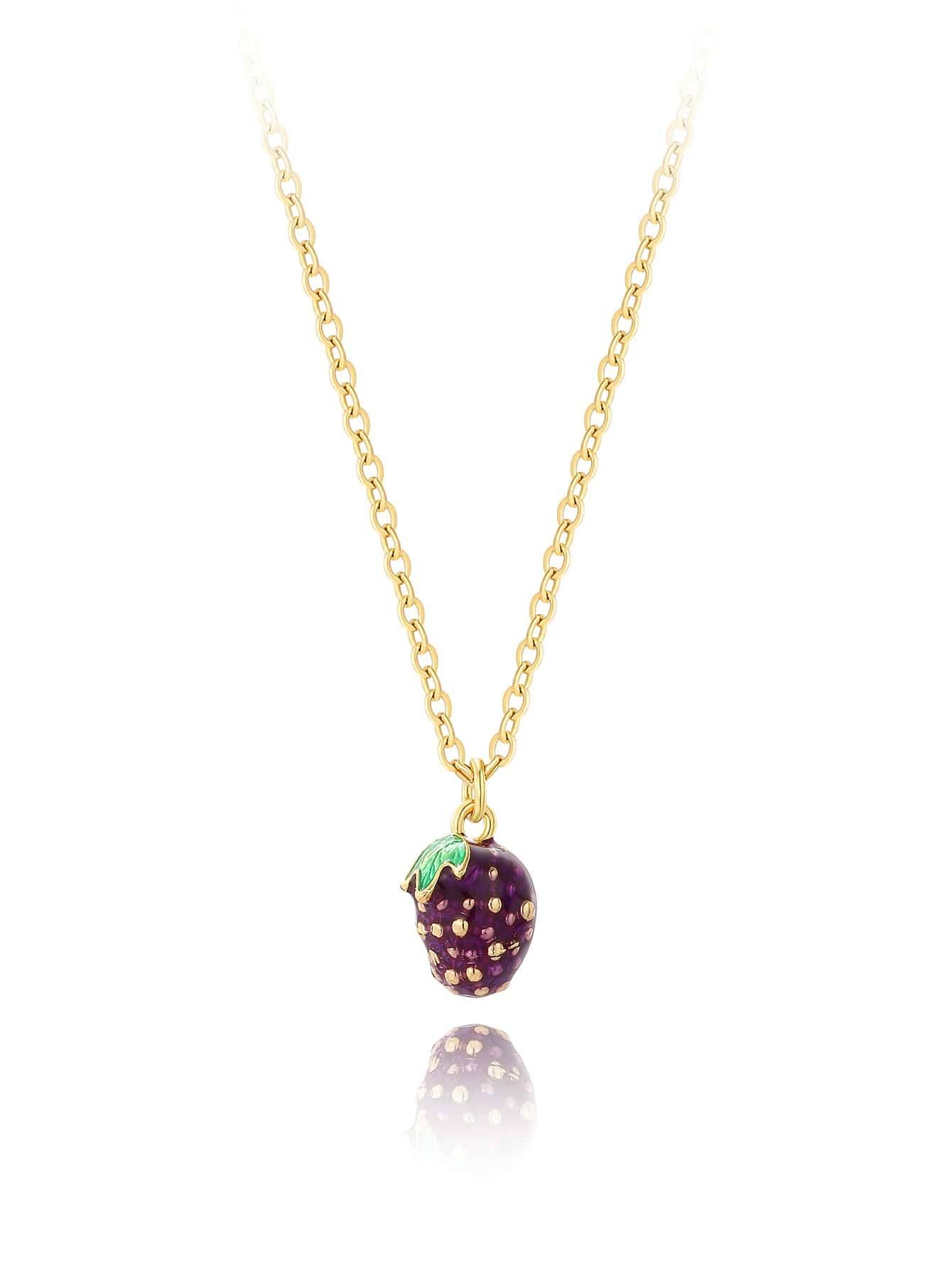 Copper 18K Gold Plated Cute Sweet Grape Watermelon Enamel Pendant Necklace display picture 4