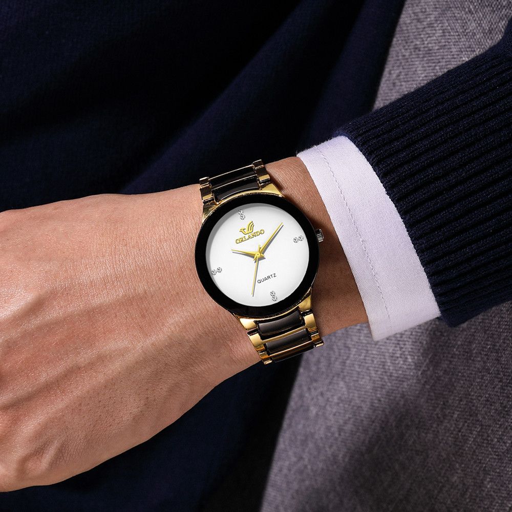 Unternehmen Einfacher Stil Farbblock Doppelte Seitliche Druckknöpfe Quarz Männer Uhren display picture 3