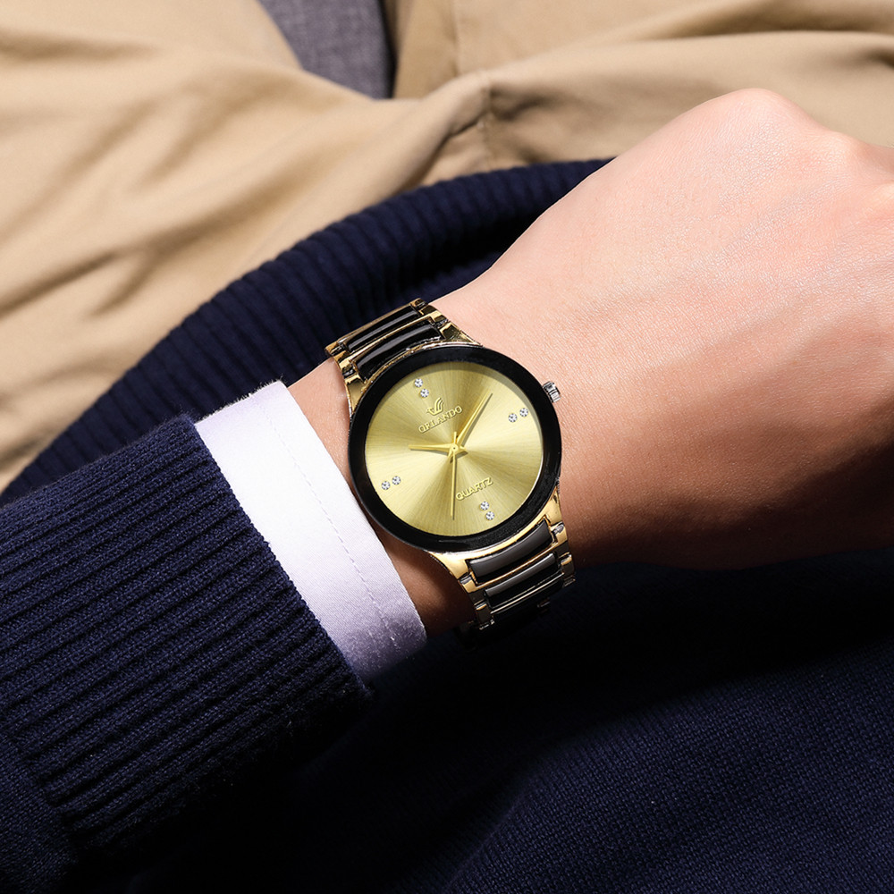 Unternehmen Einfacher Stil Farbblock Doppelte Seitliche Druckknöpfe Quarz Männer Uhren display picture 4