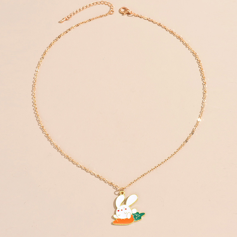 Cute Rabbit Carrot Alloy Enamel Plating Women's Pendant Necklace display picture 1