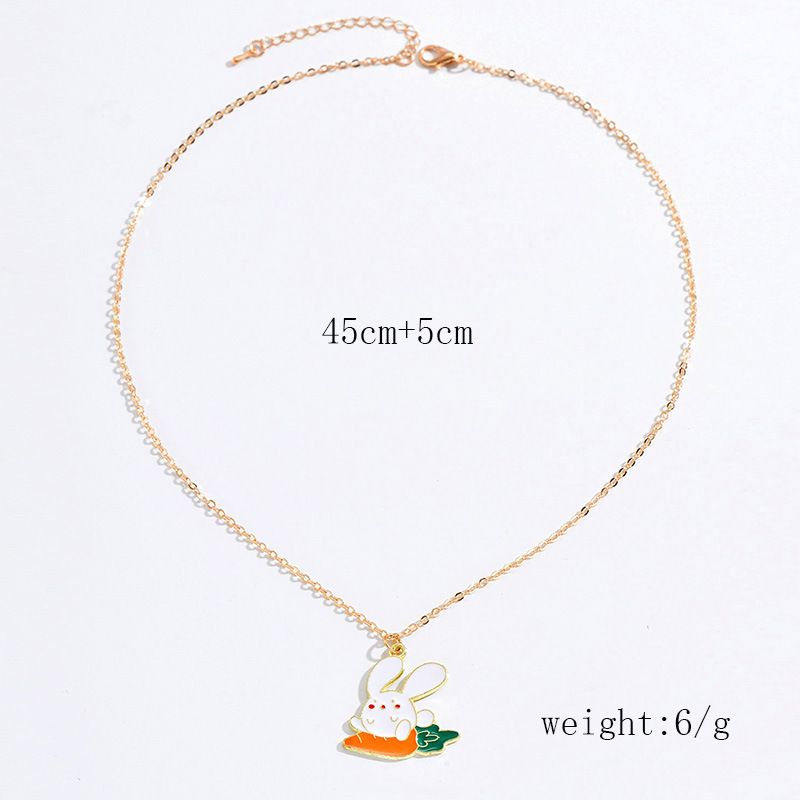 Cute Rabbit Carrot Alloy Enamel Plating Women's Pendant Necklace display picture 2