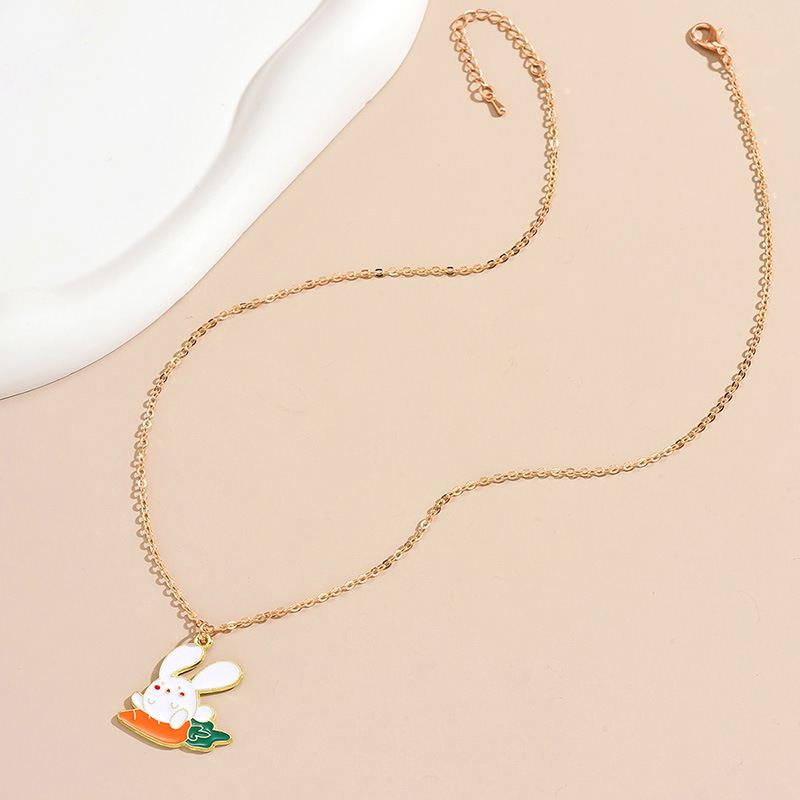 Cute Rabbit Carrot Alloy Enamel Plating Women's Pendant Necklace display picture 3