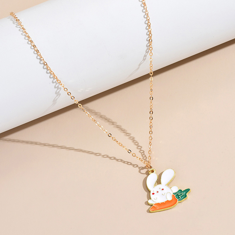 Cute Rabbit Carrot Alloy Enamel Plating Women's Pendant Necklace display picture 4