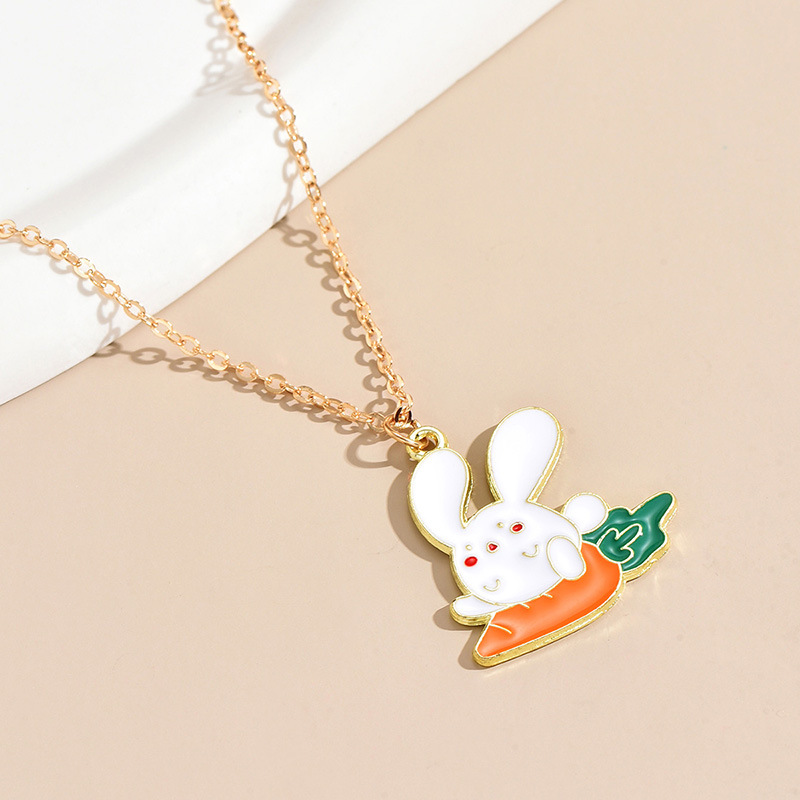 Cute Rabbit Carrot Alloy Enamel Plating Women's Pendant Necklace display picture 5