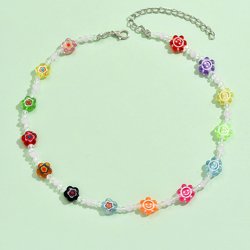Cute Bohemian Flower Artificial Crystal Alloy Beaded Women's Necklace display picture 3