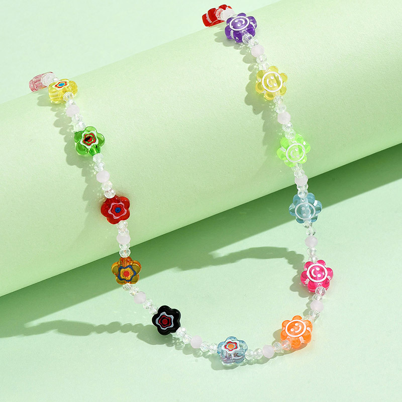 Cute Bohemian Flower Artificial Crystal Alloy Beaded Women's Necklace display picture 5
