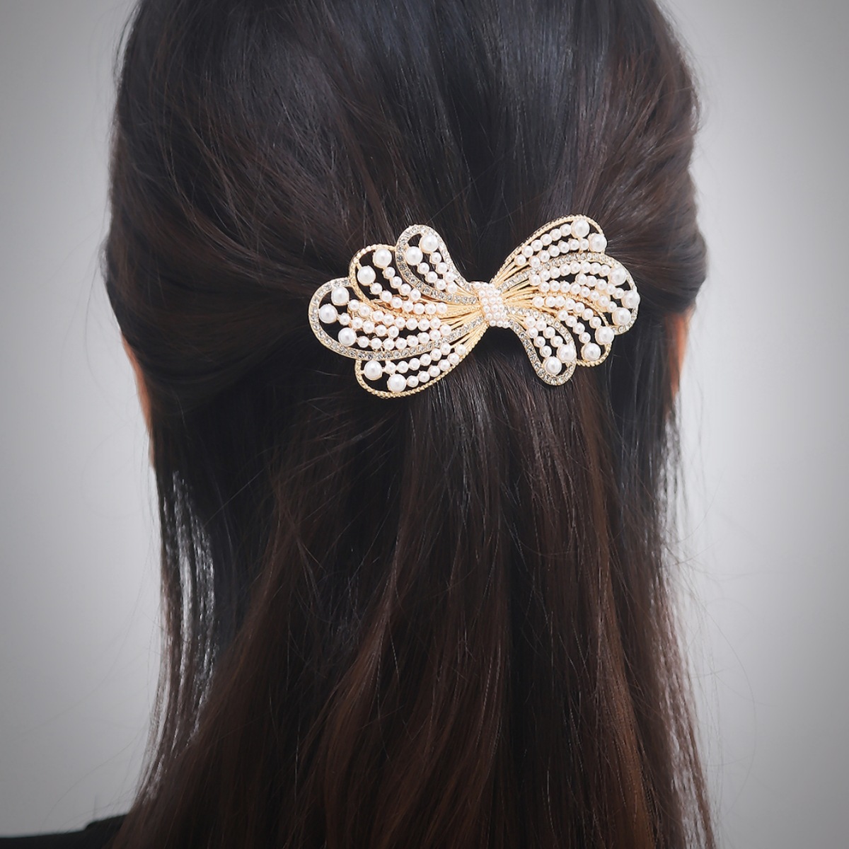 Women's Elegant Glam Geometric Metal Plating Inlay Artificial Pearls Rhinestones Hair Clip display picture 3