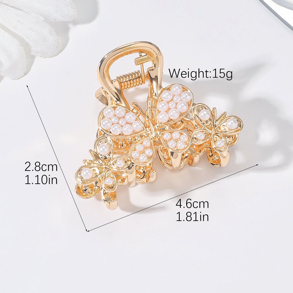 Women's Elegant Glam Flower Butterfly Alloy Plating Inlay Artificial Pearls Hair Claws display picture 8