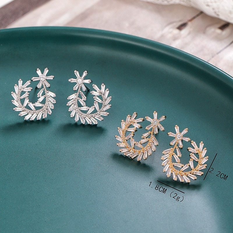 1 Pair IG Style Leaf Copper Ear Studs display picture 3