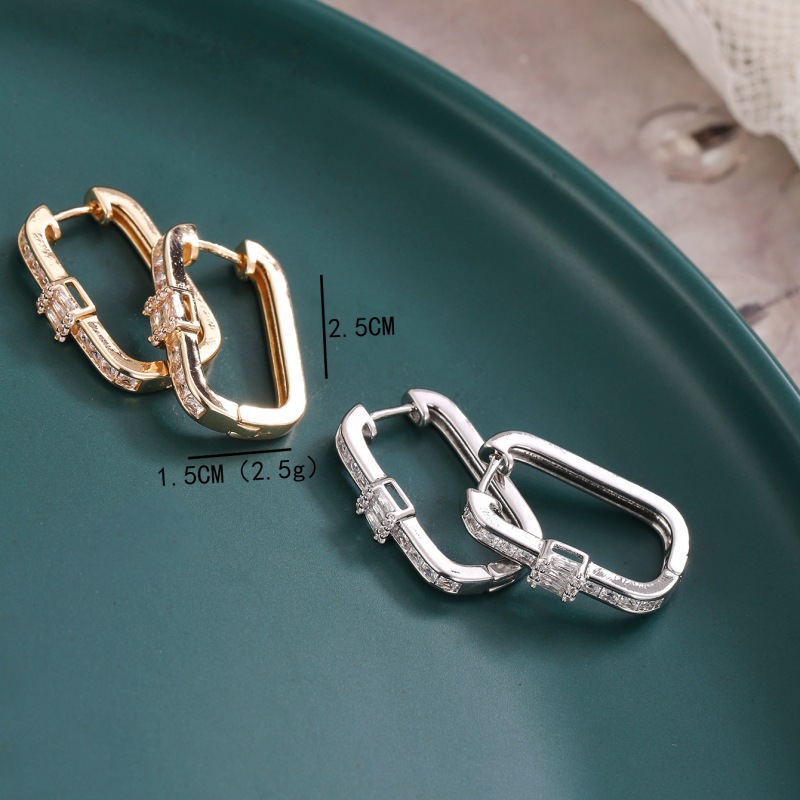 1 Pair Simple Style Geometric Plating Copper Hoop Earrings display picture 2