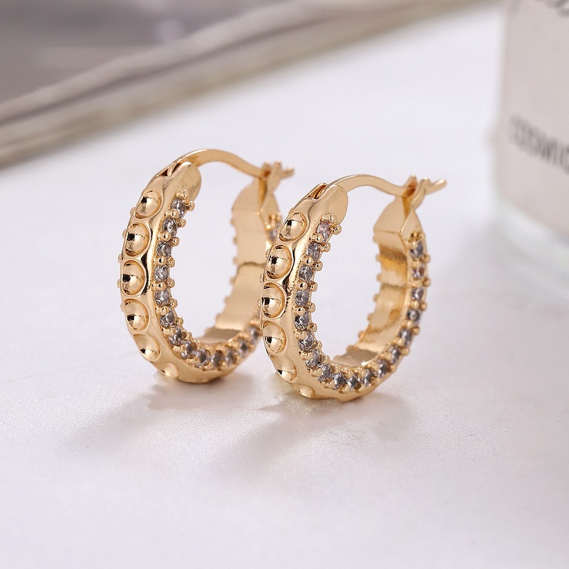 1 Pair Elegant Geometric Plating Copper Hoop Earrings display picture 5