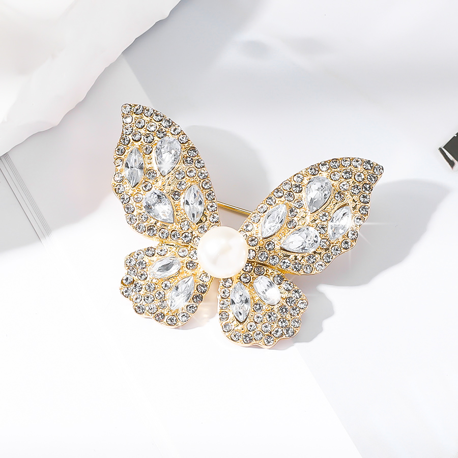 Élégant Papillon Alliage Perles Artificielles Strass Femmes Broches display picture 2