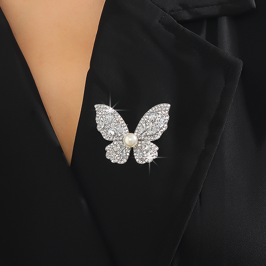 Élégant Papillon Alliage Perles Artificielles Strass Femmes Broches display picture 7
