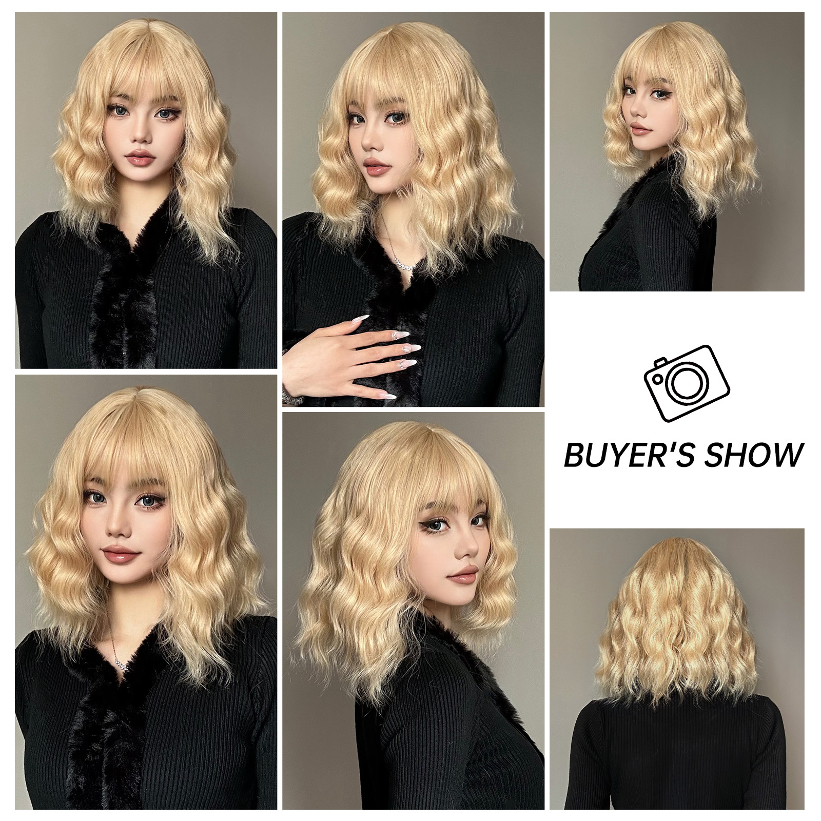 Women's Casual Japanese Style Simple Style Gold Holiday Weekend High Temperature Wire Bangs Long Curly Hair Wig Net display picture 3